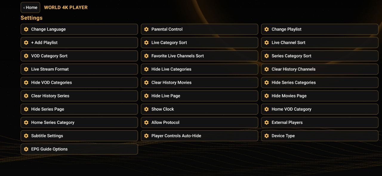 WORLD 4K PLAYER Settings
